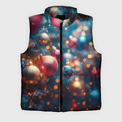 Мужской жилет Красные и синие шары на фоне елки