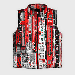 Мужской жилет Киберпанк паттерн красный, цвет: 3D-черный