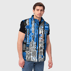 Мужской жилет Киберпанк паттерн синий, цвет: 3D-черный — фото 2