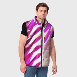 Мужской жилет Бело-розовая абстракция, цвет: 3D-черный — фото 2