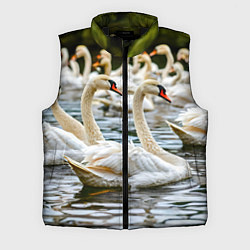 Мужской жилет Белые лебеди на пруду, цвет: 3D-черный