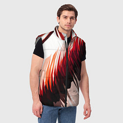 Мужской жилет Чёрно-красные острые полосы на белом фоне, цвет: 3D-светло-серый — фото 2