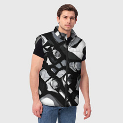 Мужской жилет Чёрно-серая абстракция, цвет: 3D-светло-серый — фото 2