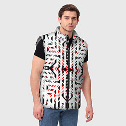 Мужской жилет Чёрно-красные диагональные полосы на белом фоне, цвет: 3D-светло-серый — фото 2