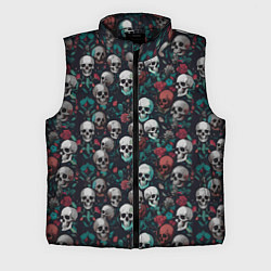 Мужской жилет Красные цветы и черепа, цвет: 3D-черный
