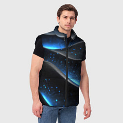 Мужской жилет Черная волнистая текстура с синей пыльцой, цвет: 3D-черный — фото 2