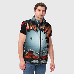 Мужской жилет Разбитые плиты из стекла, цвет: 3D-красный — фото 2
