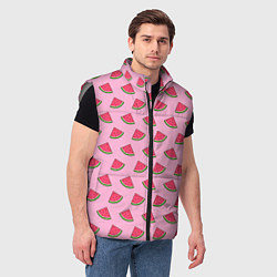 Мужской жилет Дольки арбуза розовый, цвет: 3D-светло-серый — фото 2