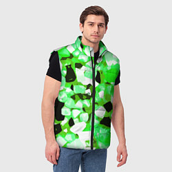 Мужской жилет Green and white abstraction on a black background, цвет: 3D-черный — фото 2