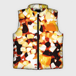 Мужской жилет Жёлто-белая абстракция на чёрном фоне, цвет: 3D-красный