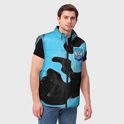 Мужской жилет Черно-зеленый камуфляж и герб РФ, цвет: 3D-светло-серый — фото 2