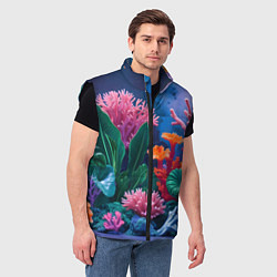 Мужской жилет Подводные кораллы, цвет: 3D-черный — фото 2