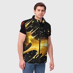 Мужской жилет Оранжевая краска на черном, цвет: 3D-красный — фото 2