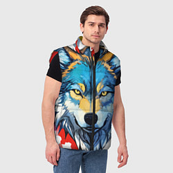 Мужской жилет Волк яркий арт, цвет: 3D-красный — фото 2