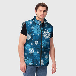 Мужской жилет Снежинки белые и голубые, цвет: 3D-светло-серый — фото 2