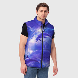Мужской жилет Дельфины в волшебном море паттерн, цвет: 3D-черный — фото 2