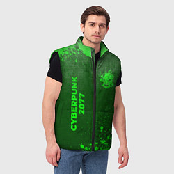 Мужской жилет Cyberpunk 2077 - green gradient вертикально, цвет: 3D-черный — фото 2
