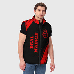 Мужской жилет Real Madrid - red gradient вертикально, цвет: 3D-черный — фото 2