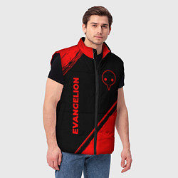 Мужской жилет Evangelion - red gradient вертикально, цвет: 3D-черный — фото 2