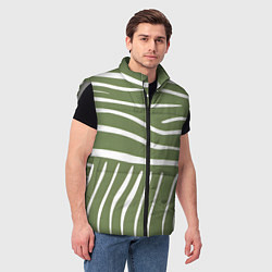Мужской жилет Полоски зеленой зебры, цвет: 3D-светло-серый — фото 2