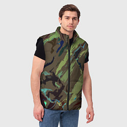 Мужской жилет Абстракция тон хаки, цвет: 3D-черный — фото 2