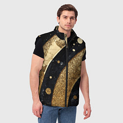 Мужской жилет Выпуклая золотая текстура на черном, цвет: 3D-черный — фото 2