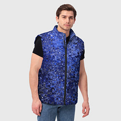 Мужской жилет Синий ультрамарин абстрактная текстура, цвет: 3D-черный — фото 2