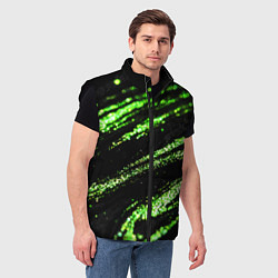 Мужской жилет Зеленые блестки на черном, цвет: 3D-черный — фото 2