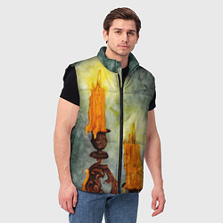 Мужской жилет Две горящие свечи в темноте, цвет: 3D-черный — фото 2