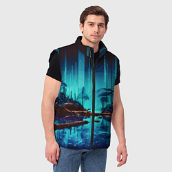Мужской жилет В неоновом лесу, цвет: 3D-черный — фото 2