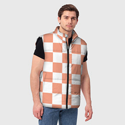 Мужской жилет Квадраты оранжевые, цвет: 3D-черный — фото 2