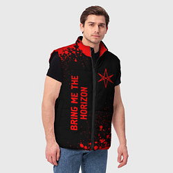 Мужской жилет Bring Me the Horizon - red gradient вертикально, цвет: 3D-черный — фото 2