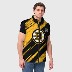 Мужской жилет Бостон Брюинз - брызги краски, цвет: 3D-черный — фото 2