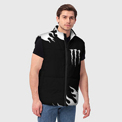 Мужской жилет Monster energy белый огонь, цвет: 3D-черный — фото 2