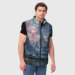 Мужской жилет Фантастический мир с медузами и озеро у гор, цвет: 3D-черный — фото 2