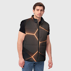 Мужской жилет Серая текстура из сот, цвет: 3D-черный — фото 2
