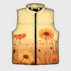 Мужской жилет Цветы на закате, цвет: 3D-черный