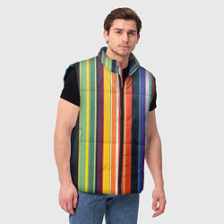 Мужской жилет Разноцветная полоска, цвет: 3D-черный — фото 2