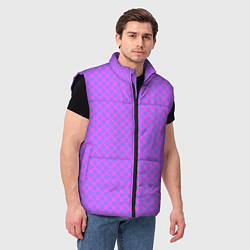 Мужской жилет Розовый сиреневый узор в клетку и горох, цвет: 3D-черный — фото 2