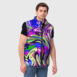 Мужской жилет Абстракция пластика синий, цвет: 3D-черный — фото 2