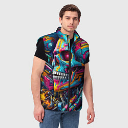 Мужской жилет Cyber skull - pattern, цвет: 3D-черный — фото 2