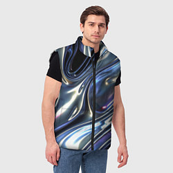Мужской жилет Серебро жидкий металл, цвет: 3D-черный — фото 2