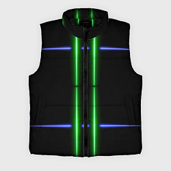Мужской жилет Neon black light blue green line, цвет: 3D-черный