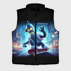 Мужской жилет Bender is a skateboarder in neon street - ai art, цвет: 3D-черный