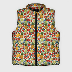 Мужской жилет Фрукты и ягоды в паттерне, цвет: 3D-черный