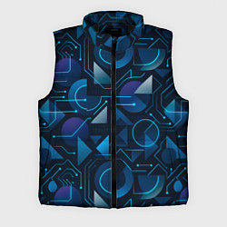 Мужской жилет Футуристическая сине-фиолетовая абстракция с хакер, цвет: 3D-черный