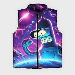 Мужской жилет Bender in neon space - cartoon Futurama, цвет: 3D-черный