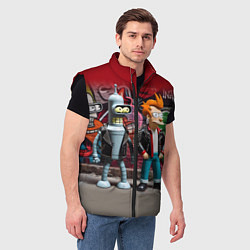 Мужской жилет Bender bending robot and Fry - ai art graffiti, цвет: 3D-черный — фото 2