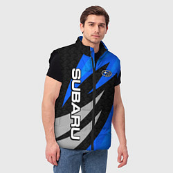 Мужской жилет Subaru - синий, цвет: 3D-черный — фото 2