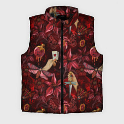 Мужской жилет Бордовая готика с сердцем, лилиями и мотыльками